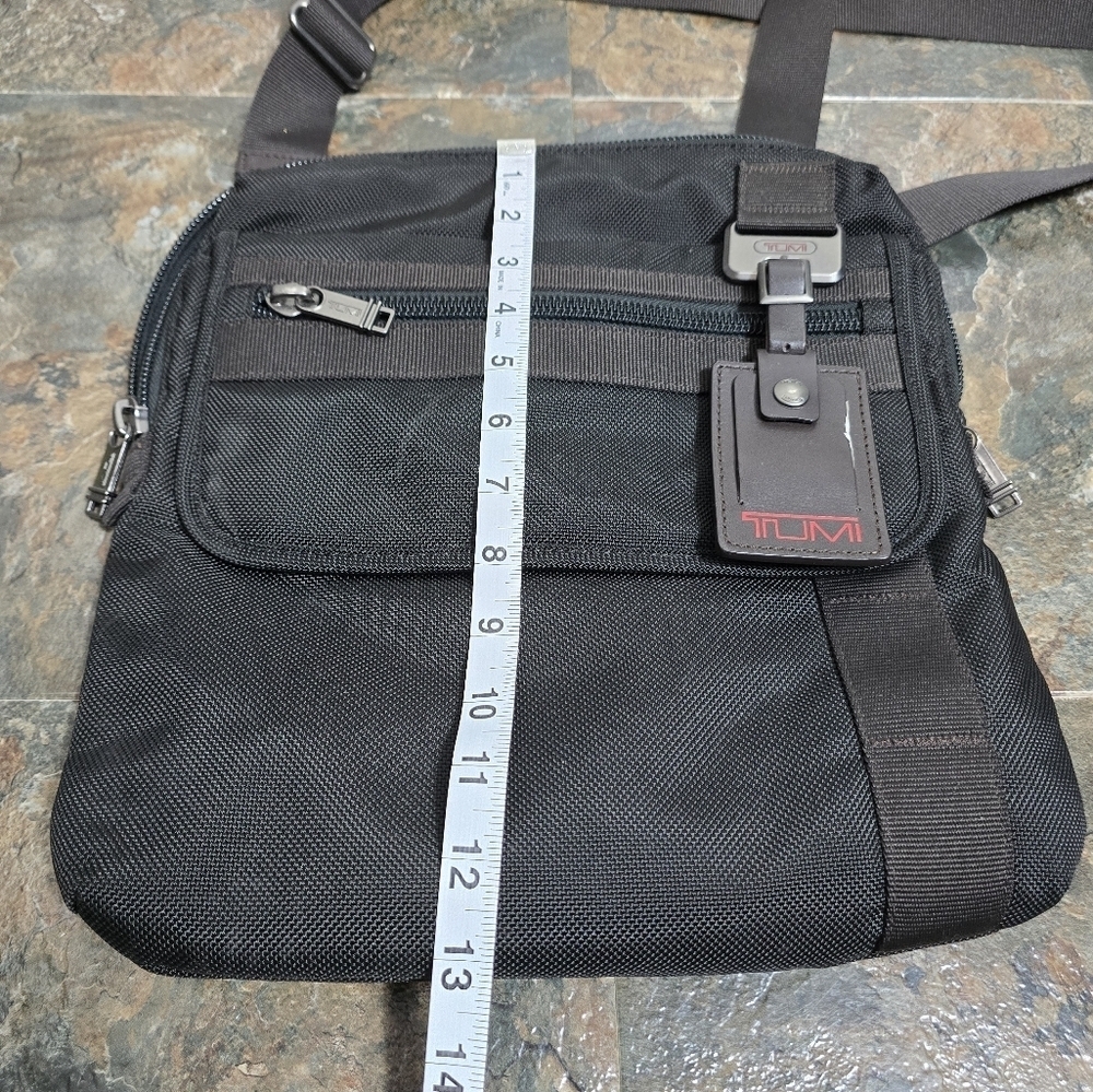 Tumi black and brown zip top flap front crossbody satchel 69304HKO - Picture 10 of 16